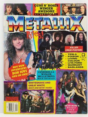 Metallix Magazine 1989 Metal Black Sabbath Skid Row Helloween Poison w/ Posters